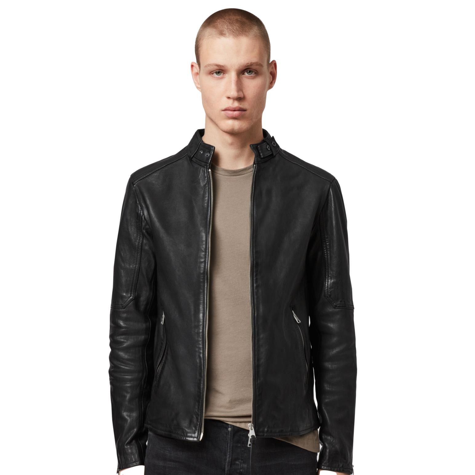 ALLSAINTS CORA レザー ジャケット・ライダース、オールセインツ CORA LEATHER SNAP BACK COLLAR JACKET | CORA レザー スナップ バック